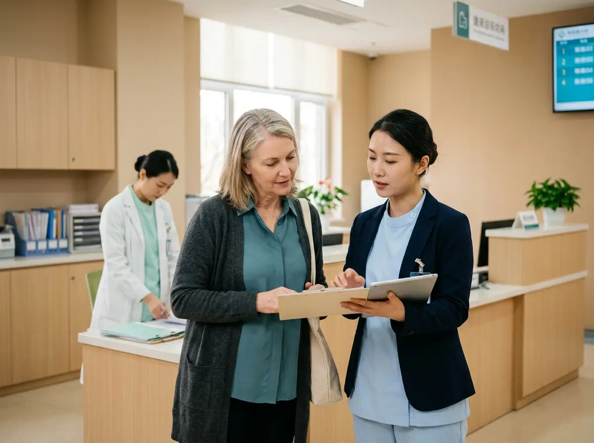 International patient receiving support during a medical visit in China