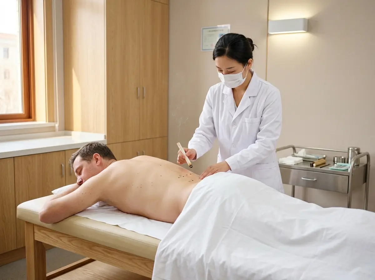 Moxibustion treatment in a Traditional Chinese Medicine clinic in China